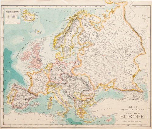 Letts Europe map 1884